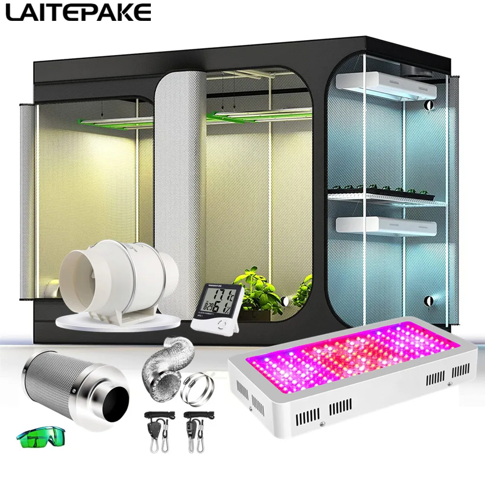 LED Grow Kit Full Spectrum Grow Lamp 4 Inch Ventilation Charcoal Filter Grow Tent For Indoor Plants Flowers Greenhouse Seedling