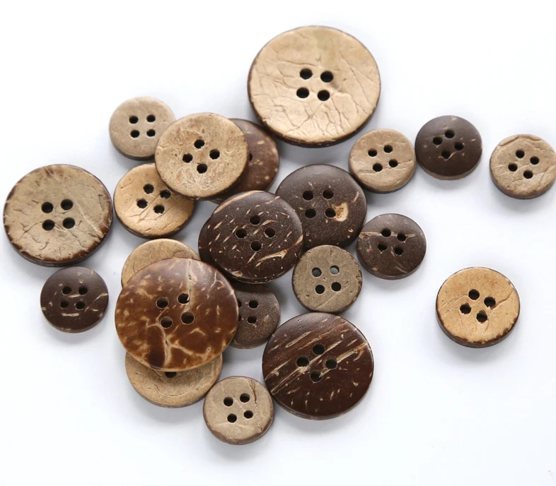 50pcs/lot Size: 10-25mm Classic Coconut Buttons 4-holes Simple for Clothing Garment Accessories Wood Button (SS-437)