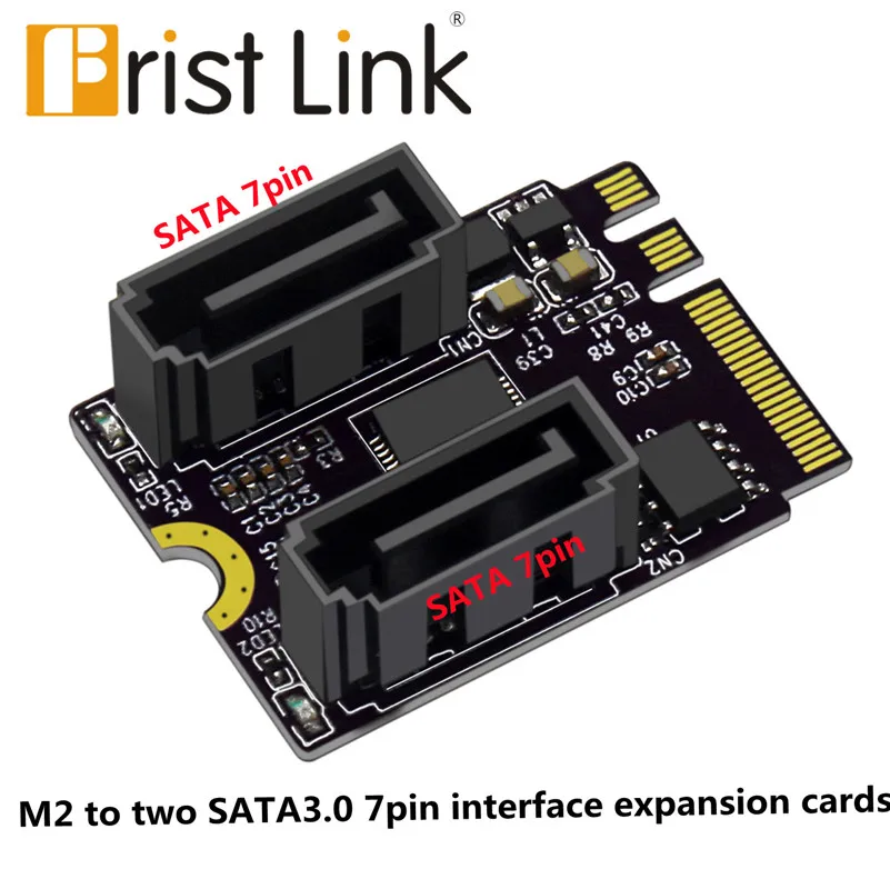 Free Driver M.2 to Sata3.0 Adapter Card A-Key and E-Key to 2 Ports SATA 6Gbps PCIe 3.0 Bus for Wifi SSD HDD PC Motherboard