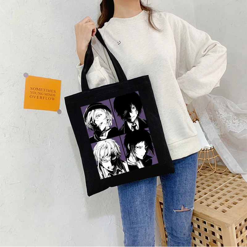 Japanese Anime Bungo Stray Dog Osamu Dazai Canvas Bag Goth Shopper Large Capacity Women Bag Vintage Shoulder Bag Classic Handbag