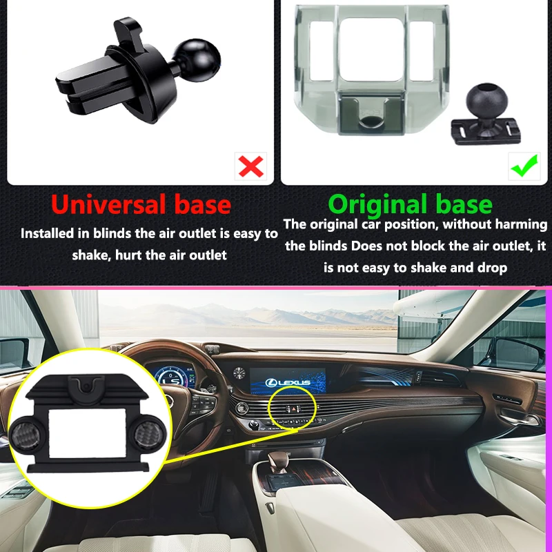 ผู้ถือโทรศัพท์มือถือรถยนต์สำหรับ Lexus LS XF50 LS350 LS500 LS500h 2018 2019 2020ขาตั้งโทรศัพท์วงเล็บ Vent อุปกรณ์เสริมสำหรับ iphone
