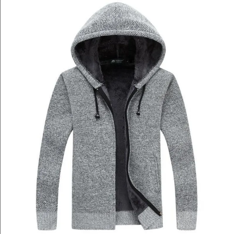 2019 New Sweater Men Autumn Winter Pullovers Coats Male Thick Warm Wool Male Hooded Jackets Casual Zipper Knitwear Size M-3XL