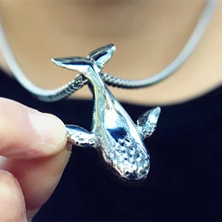 Fine Hand-made Retro Handsome Solid Three-dimensional Large Whale Pendant Men's and Women's Jewelry Necklaces