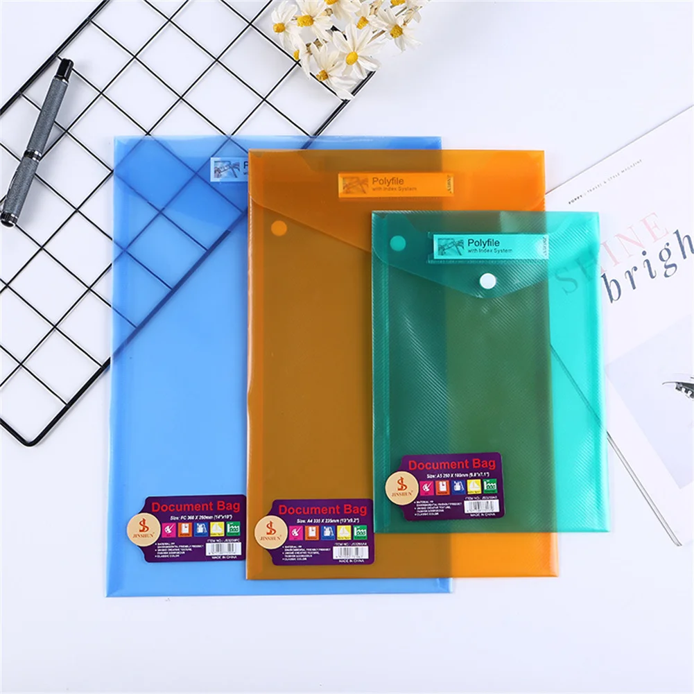 6 Pack Poly Envelopes File Folder With Label Pocket Clear A4 Transparent Document Organizer Snap Closure Expandable File Pouch