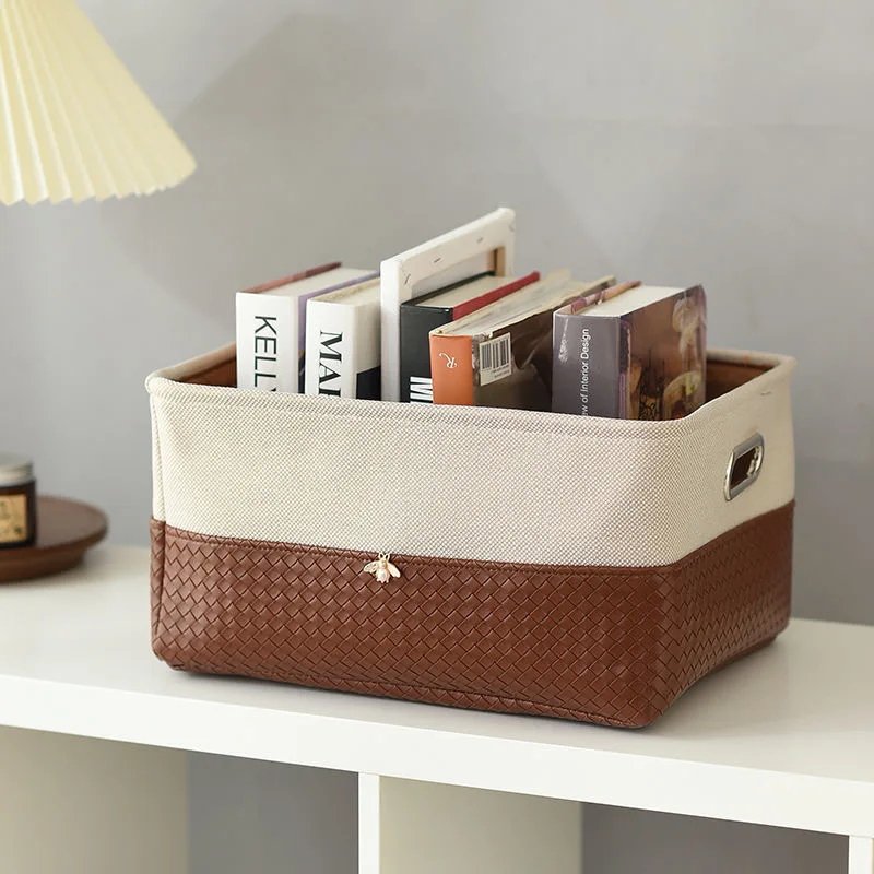 Foldable Storage Basket Organizer Toys Box Sundries Book Snack Desk Organizer Clothes Basket PU Laundry Hamper Home Decor