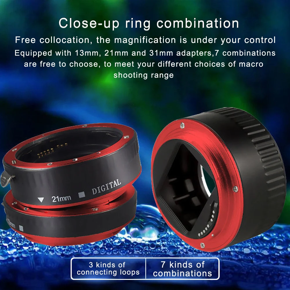 

Удлинительное Кольцо для макросъемки с автофокусом Seafrogs EF/EF-S 13 мм + 21 мм + 31 мм для Canon