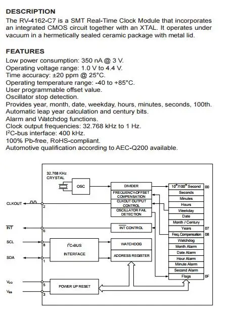 10PCS/ RV-4162-C7 32.768KHZ 32.768K Active clock module crystal oscillator