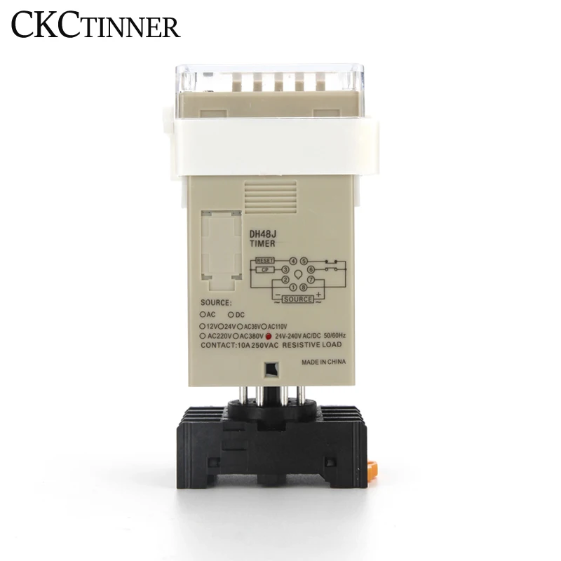 DH48J-8 Electronic preset digital counters acyclic display counters 1-999900 relay 8PIN with base DC12V/24V/36V AC110V/220V/380V