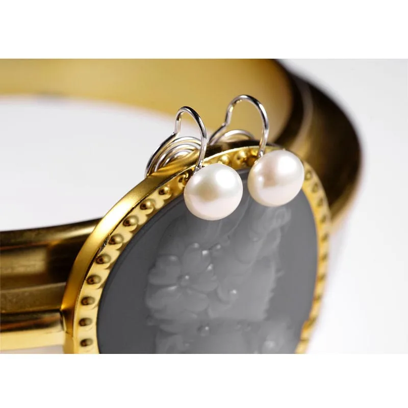 GRACE JUN 8MM Freshwater Pearl Clip on Earrings No Pierced Women Party Wedding Fashion Luxury Ear Cuff Earrings Not Allergenic