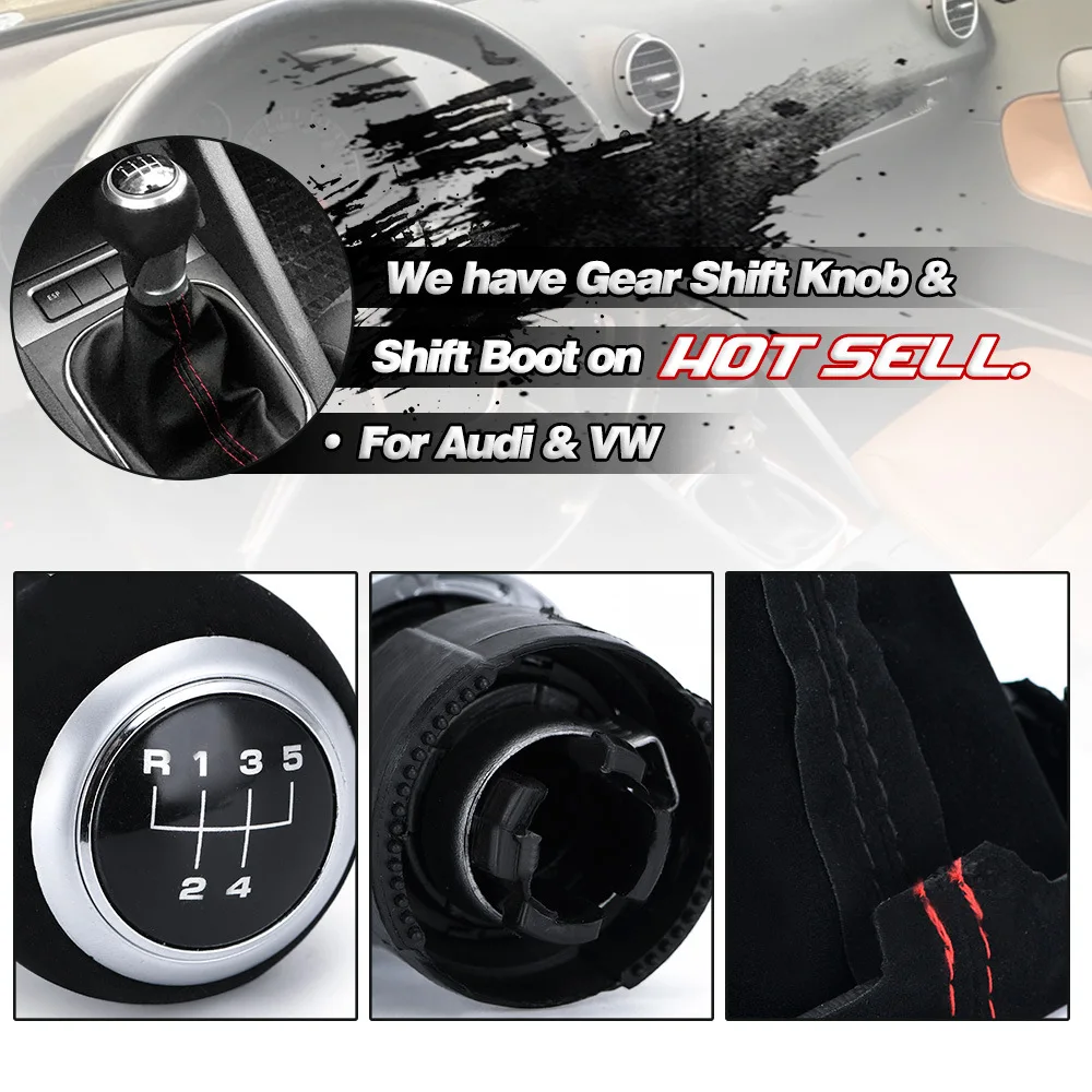 

5 Speed Manual Gear Shift Knob Lever Stick Arm Pen Gaiter Boot Cover Case For Audi A4 S4 B8 8K A5 8T Q5 8R S Line 2007-2015