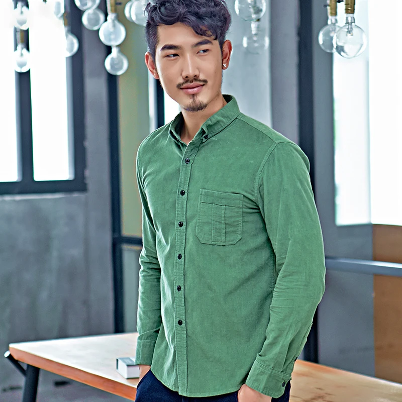 Fashion Cotton Corduroy Shirt Long Sleeve Men Casual Clothing Button Down High Quality Autumn Winter Shirts Warm