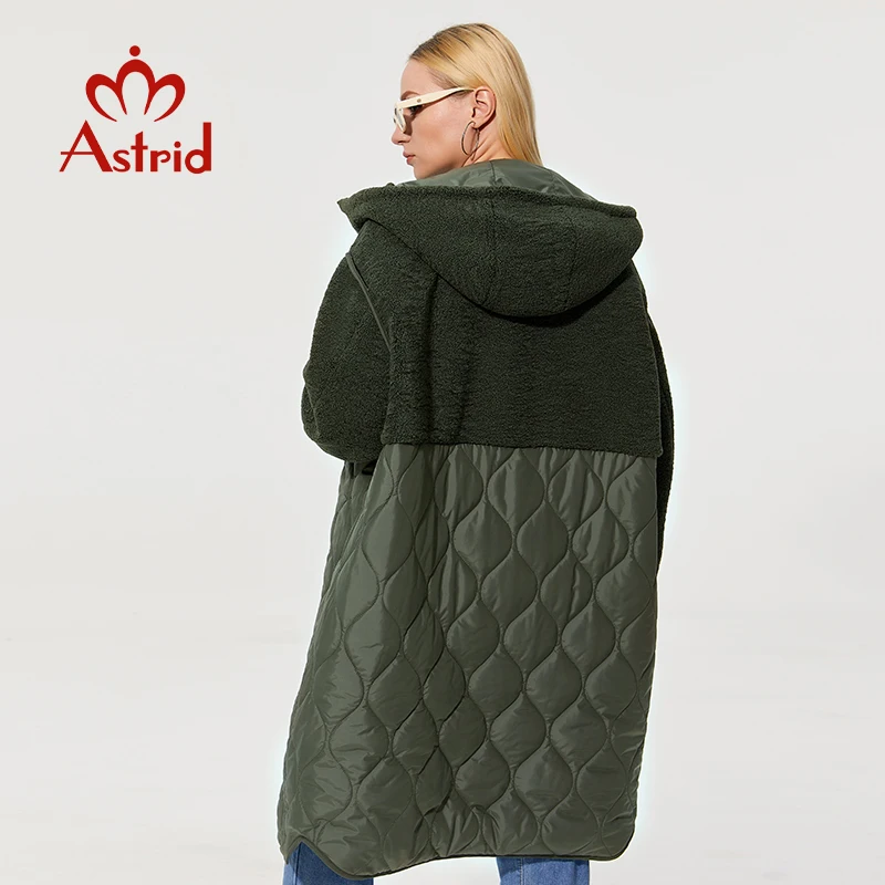 Astrid 2022 winter jacket Hooded long plus size parkas women\'s winter jackets faux Fur tops Fashion stitching coat women AM-7542