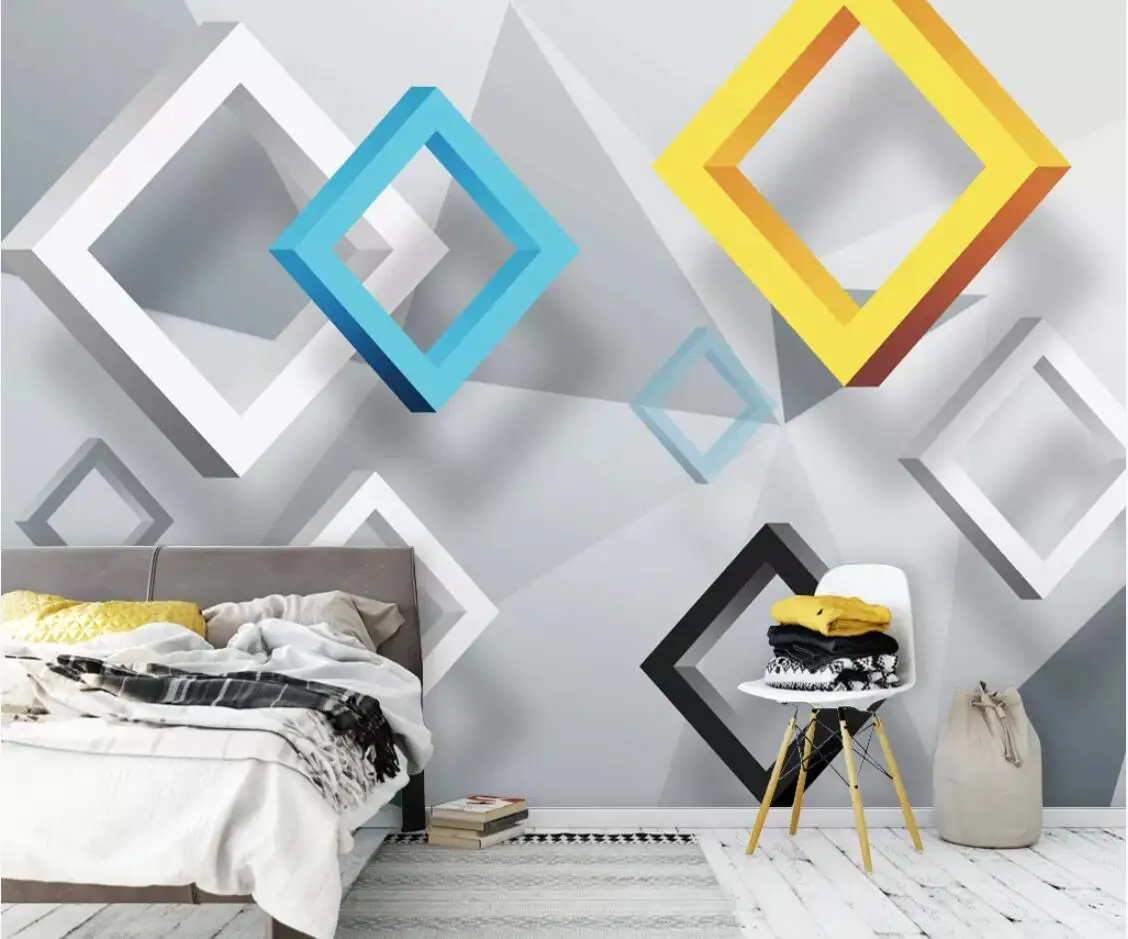 

Abstract Geometric Square Wallpaper Wall Mural 3D Large Photo Wallpaper Home Wall Decor Novelty Wall Paper Wallcovering