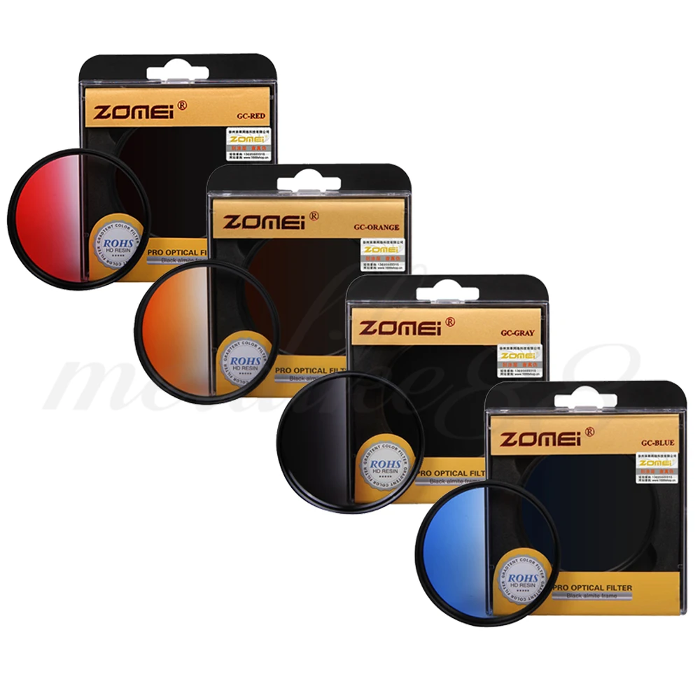 Camera Filter Zomei Graduated Filter Grey Blue Orange Red Gradual Filter Len 58 67mm 72mm Gradtent Color Filter For Canon Nikon