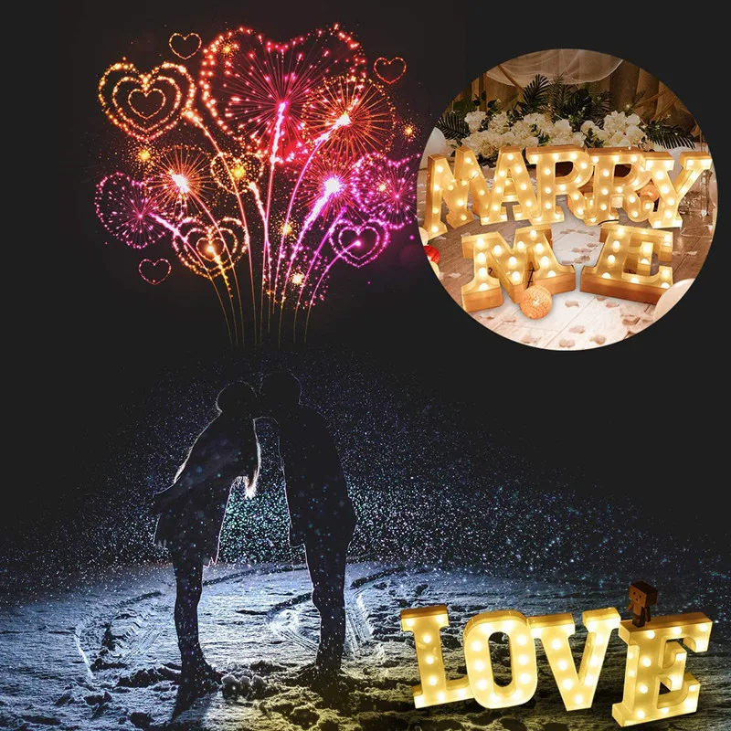 

Luminous LED Letter Night Light English Alphabet Number Lamp for Wedding Party Christmas Home Valentine's Day Decorations