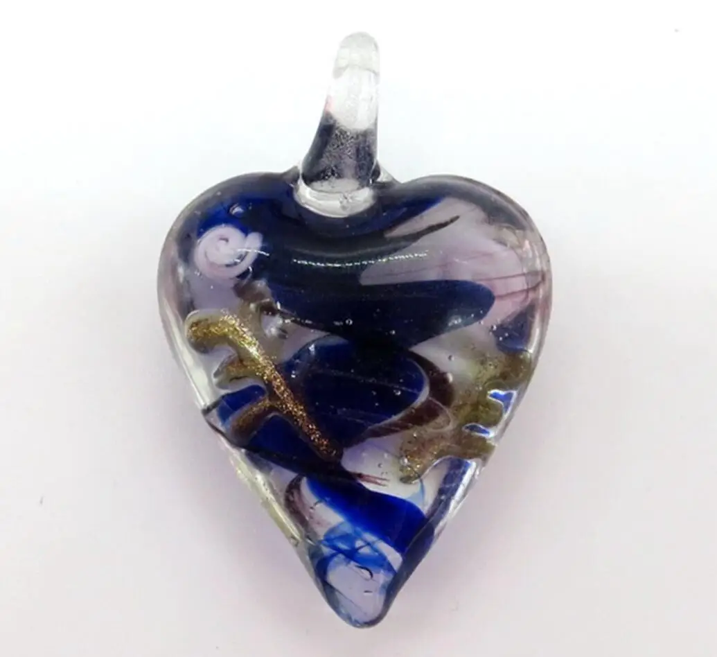 New Handmade Murano Lampwork Glass LiuLi Heart Pendant 30*35MM Fit Necklace Jewelry Gifts LL76