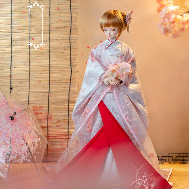 1/4 1/3 BJD Clothes Japanese Ancient Costume Kimono Hanfu Outfit for BJD/SD MSD Girl ID72 80cm Strong Uncle Doll Accessories 185