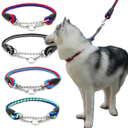 Martingal Dog Rope Collar Rope Slip Chains Pinch Choke Collar with Welded Link Chain Training Accessories for Large Dogs