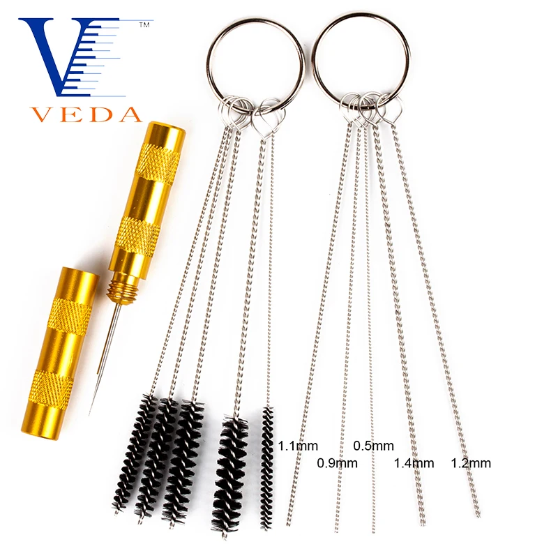 Kit de limpeza de bico de agulha, aço inoxidável, ferramenta de reparo de pistola de pulverização, para pintura corporal, tatuagem, aerógrafo, ferramenta de limpeza