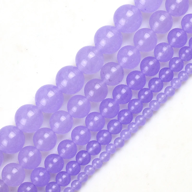 

Natural Angelite Stone Light Purple Beads Smooth Round Loose Spacer Beads For Making Jewelry DIY Bracelets 15''Strand 4/6/8/10mm