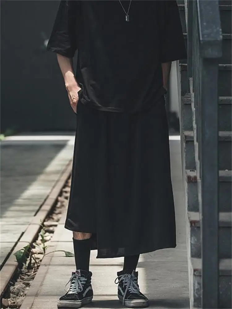 Man Trouser Skirt Summer Personality Irregular Design Brunet Department Loose Large Size Seven Minutes Wide Leg Pants