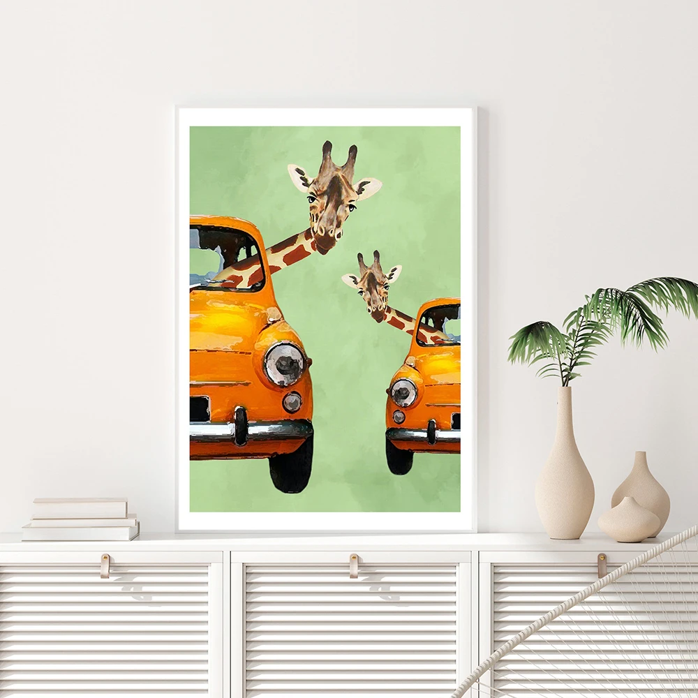 Giraffen in gele auto's Cartoo - Baby Nursery Yellow Walls recensie en prijs