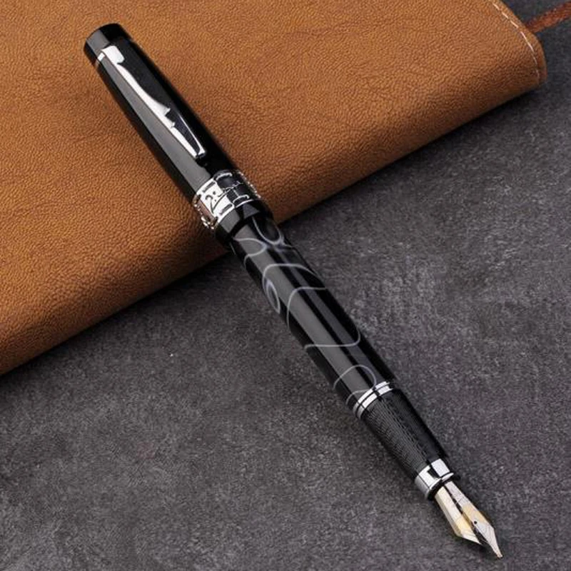 Picasso 915 Black & Grey Pimio Marble Celluloid Fountain Pen 22KGP M Nib Eurasian Feelings Gift Box Optional For Supplies