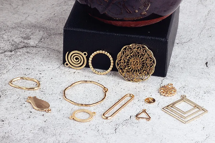 Diy biżuteria do uszu akcesoria stop prosty geometryczny kwiat koło kolczyki kolczyki bransoletka wisiorek wisiorek materiał — zdjęcie 4