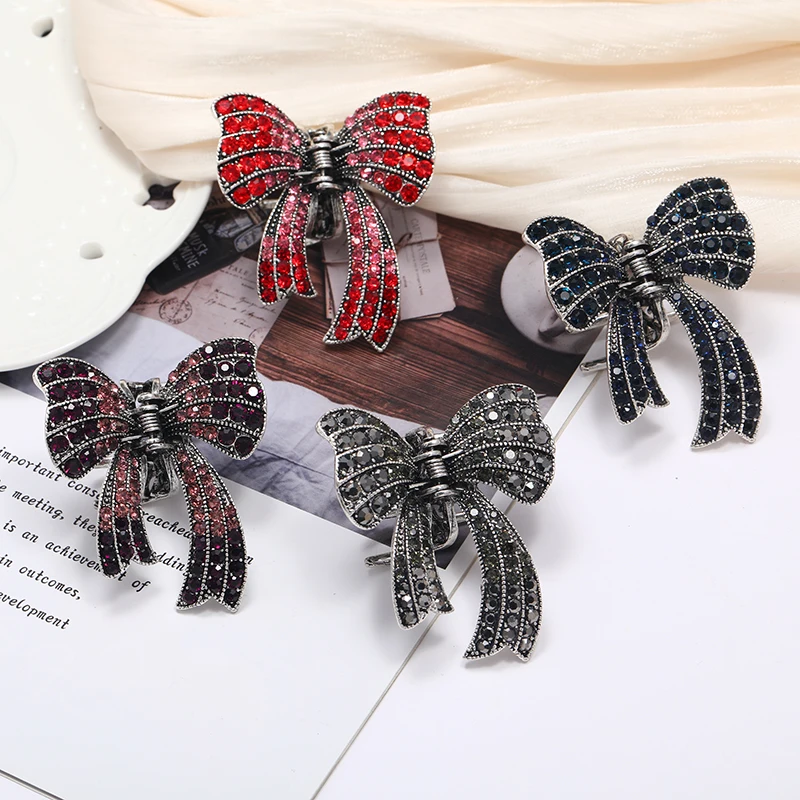 Muylinda Fashion Rhinestone Bowknot Hair Claw Clip Elegant Butterfly Knot Hair Clip Barrette Jewelry Hairwear for Women