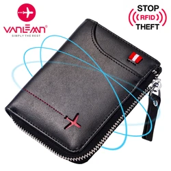 Rfid Wallet Men Genuine Leather Men's Wallets Card Holder Luxury Boys Wallet Leather With Coin Pocket ID Credit Card Coin Purse