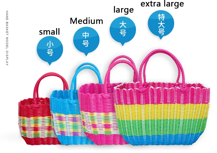 Plastic weaving shopping Portable dishes Rattan Storage basket picnic Flower basket decoration mother gift