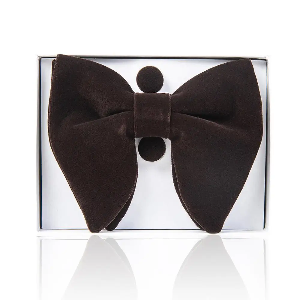 Ikepeibao Mens Pre-Tied Oversized Red Bow Tie Tuxedo Velvet Black Bowtie Cufflinks Hankerchief Sets White Gift Box