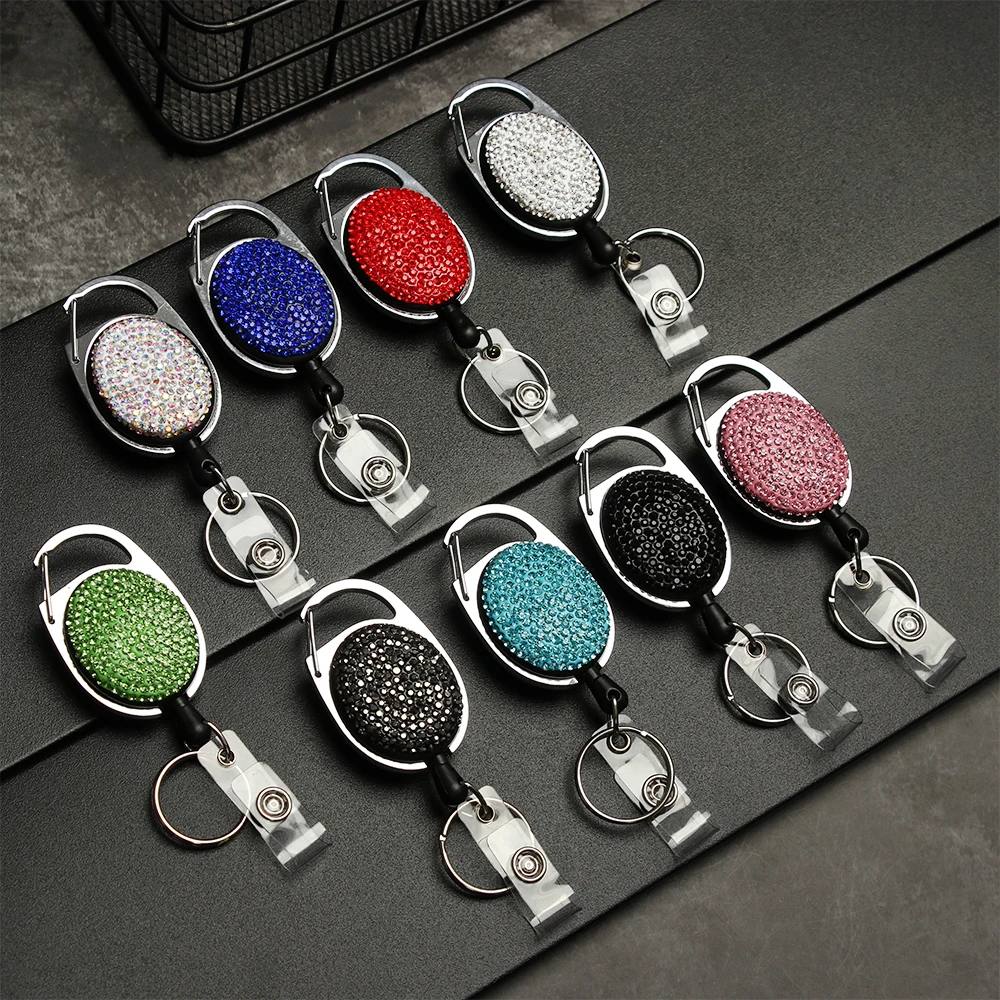 Unisex Retractable 1/2PC Reel Pull Keychain ID Badge Lanyard Name Tag Key Card Holder Belt Clip Durable Key Ring Bag Chain Clip