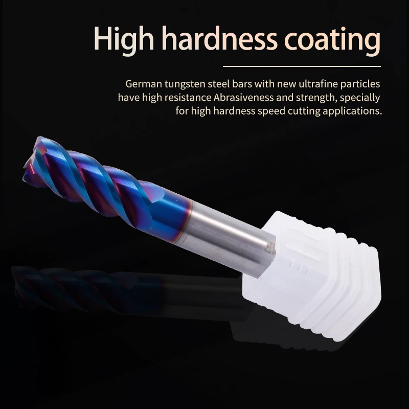 Endmill ตัด HRC65 4 ขลุ่ย 1 มม.12 มม.1.5 มม.2 มม.3 มม.4 มม.5 มม.6 มม.mm 8mm อัลลอยด์คาร์ไบด์ทังสเตนเหล็กเครื่องตัดมิลลิ่ง