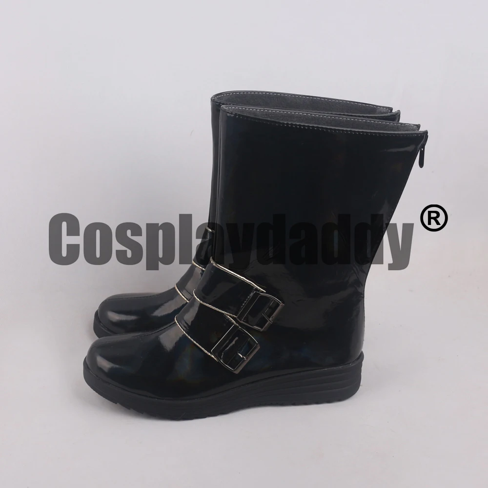 PROMARE Mad Burnish Lio Fotia Cosplay Black Shoes Mid Calf Strap Boots S008