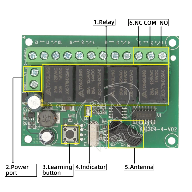 433MHz Universal Remote Control DC 12V 24V 4CH RF Wireless Relay Receiver and Transmitter Automation For Garage/Light/Motor/LED