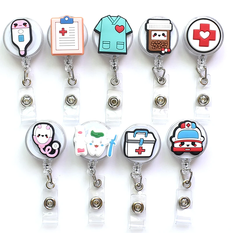 

Cute Small Name Badge Retractable Buckle Cartoon ID Card Holder Hospital Nurse Badge Holder Scroll Cartoon ID Card Holder