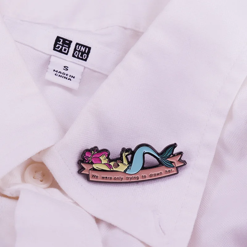 We Were Only Trying To Drown Her Lapel Enamel Pins Brooch Collecting Metal Badges Men Women Backpack Collar Fashion Jewelry Gift