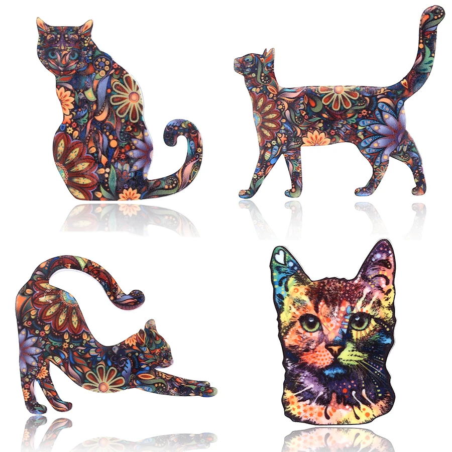 1 sztuk Meow Cat Harajuku Cute Cartoon zwierząt kot akrylowa broszka ubrania odznaka plecak dziecięcy broszki przypinki kobiety biżuteria akcesoria