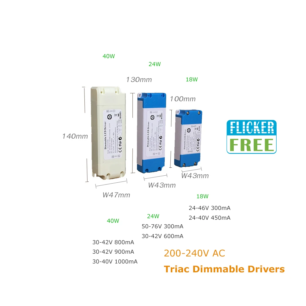 Flicker ฟรี PF Dimmable Transformer Current Current 300mA 450mA 600mA 800mA 900mA 1000mA Dimming Driver Terminal Block