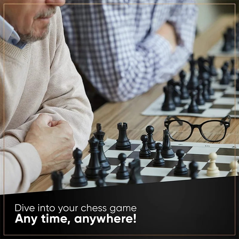 Chess Chessboard PVC Leather 35/43/51cm Portable Soft Rollable Leather Durable Folding Checkers Chessboard For Educational Games