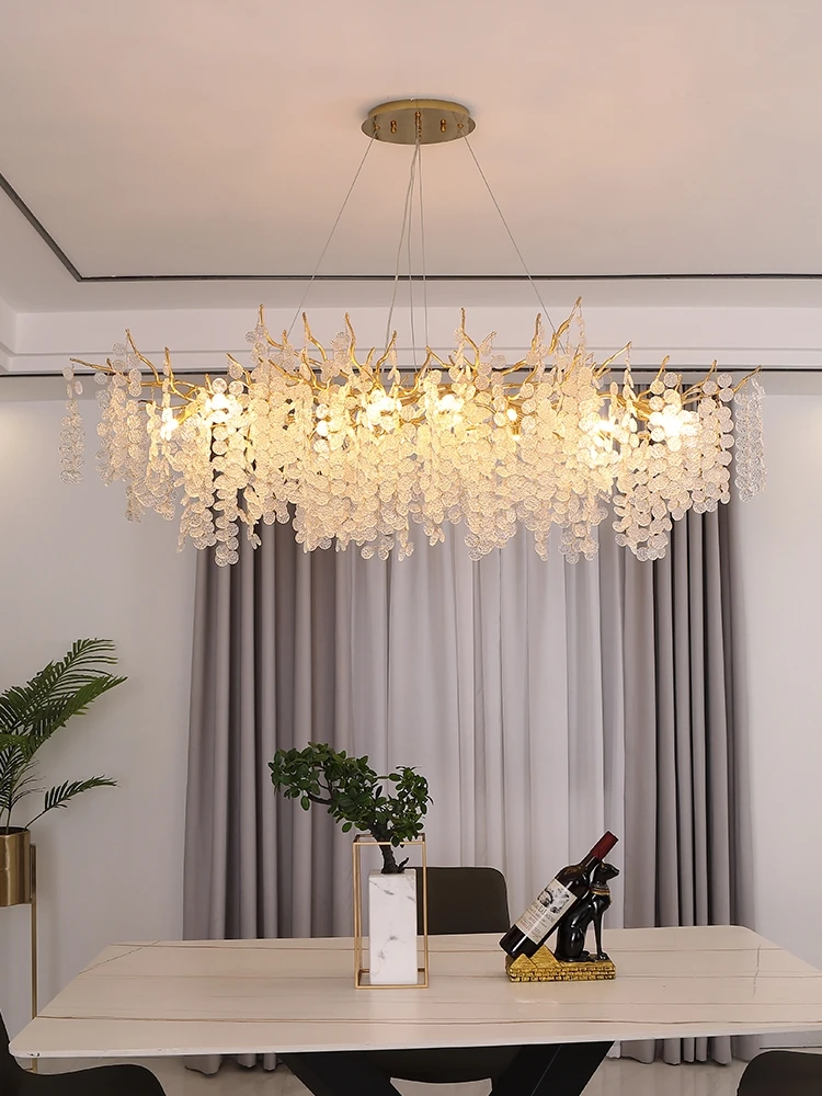 New crystal chandelier for living room bar luxury branch French villa decorative chandelier island lighting