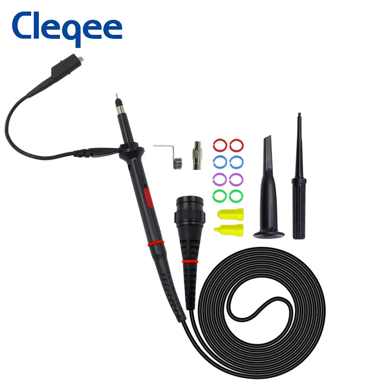 

Cleqee P7200 200MHz Oscilloscope Probe X1/X10 BNC Plug Protective Cap Scope Probe DC-200MHz with Color Rings