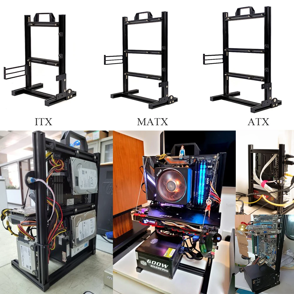 Aluminum Vertical DIY Open Chassis Desktop Gaming Case ATX MATX ITX 120 240 360 Water-Cooler Heat Dissipation Rack