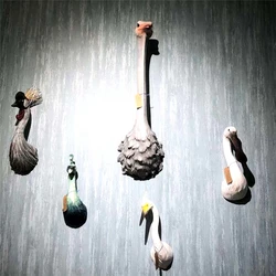 Wall Hanging Resin Ostrich Statue Abstract Waterbird Bust Wild Animal Head Decor Living Room Embellishment Home Interior Craft