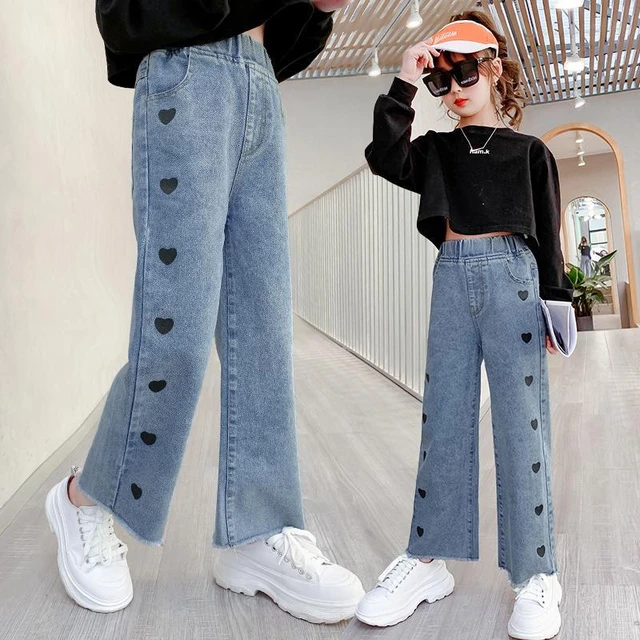 Jeans For Girls Heart Pattern Kids Jeans Girls Spring Autumn Jeans For Kids Casual Children s Jeans Clothes 6 8 10 12 14 16 Year AliExpress