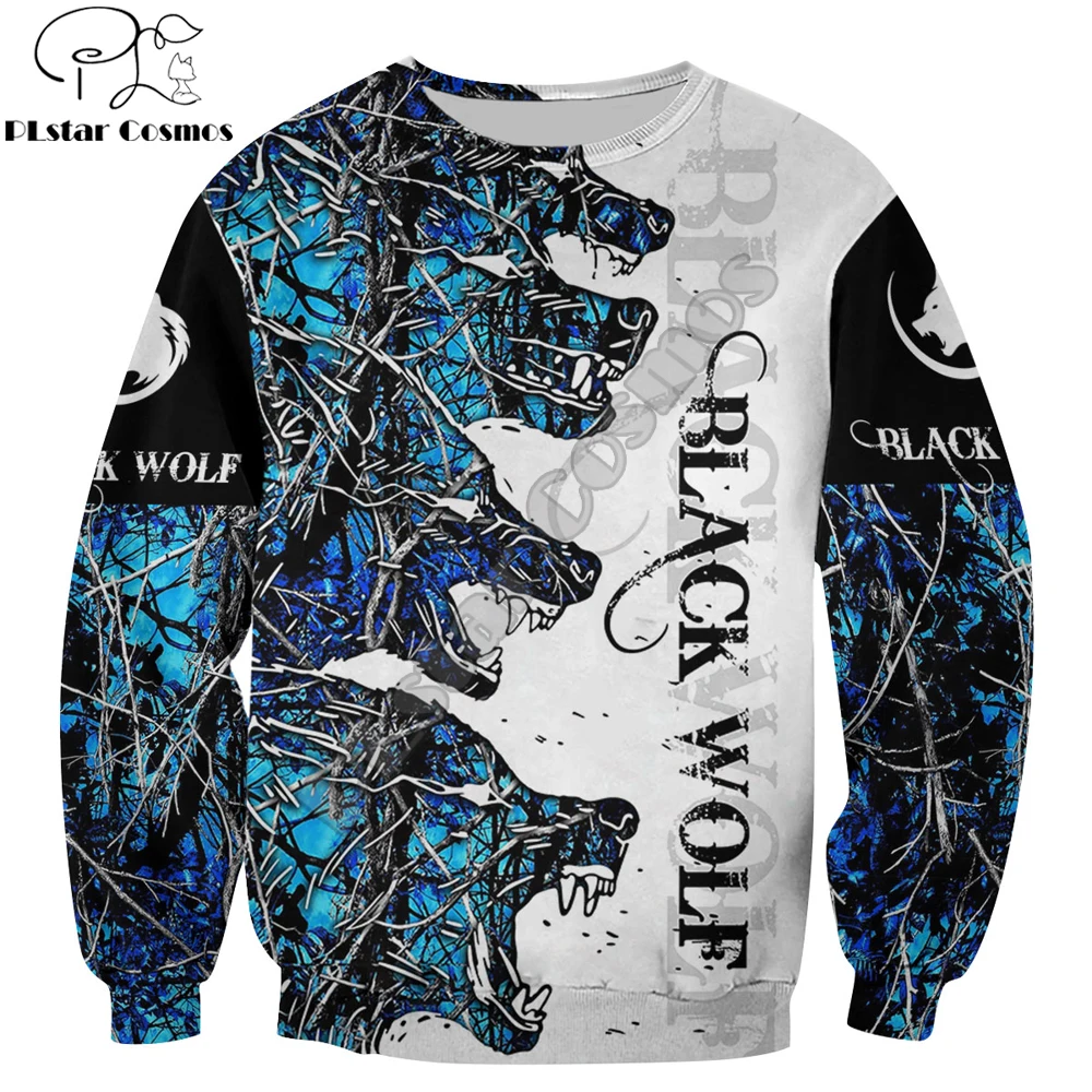 Black Wolf Hunting 3D completamente estampado Unisex Deluxe Sudadera con capucha chándal Casual chaqueta con cremallera sudadera hombre DW0356