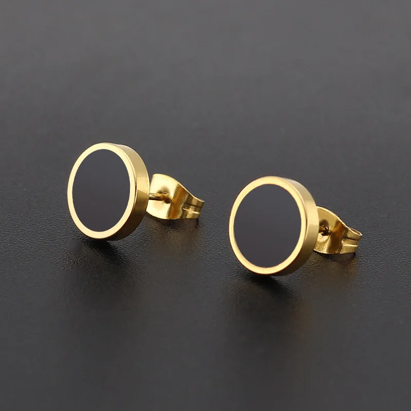 Fashion 1 Pair Round Shape Vintage Stud Earrings for Man Trendy Party Black Earrings Jewelry Men & Women Unisex