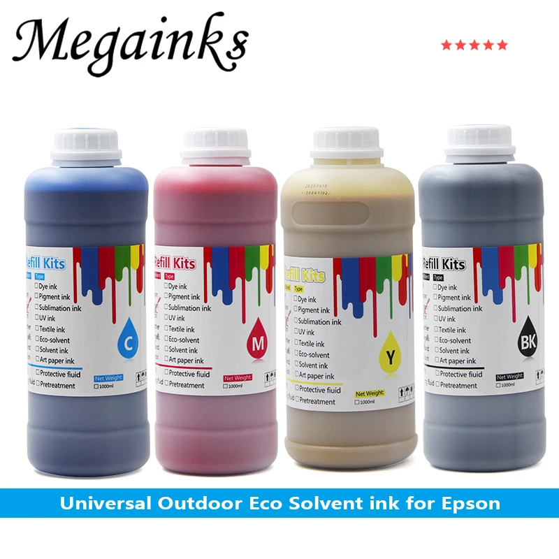 

4color DX5 DX7 XP600 TX800 1000ML Outdoor eco Solvent Ink for Epson DX5 DX7 XP600 TX800 printhead oily piezoelectric head