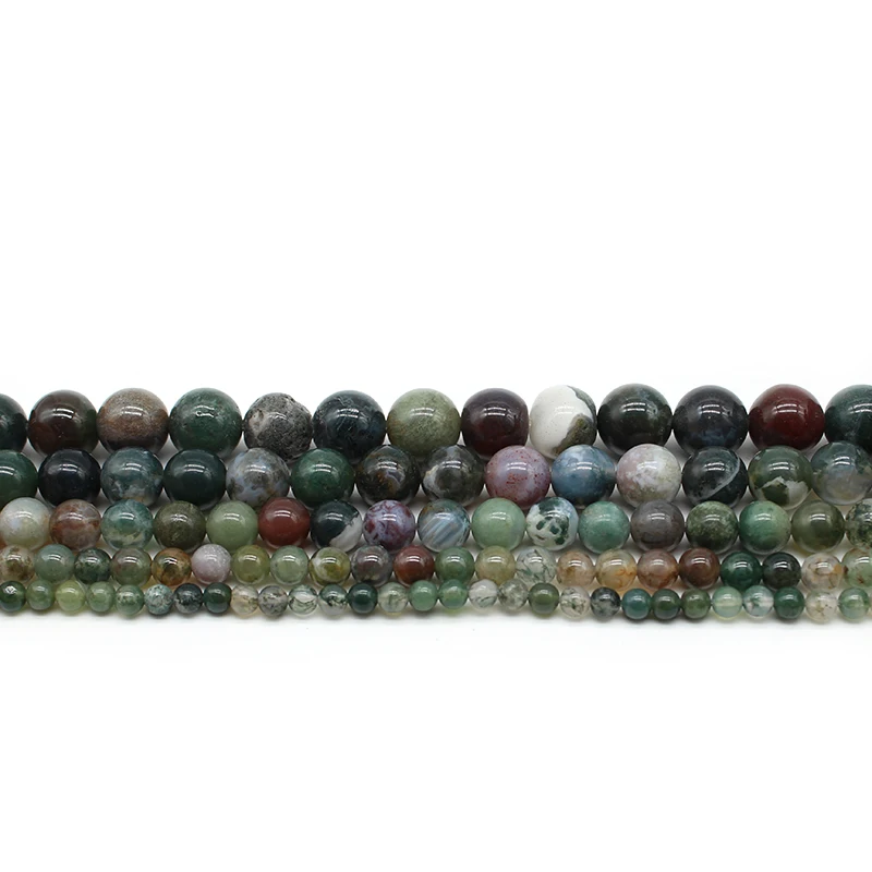 Natural Stone Indian Agates Smooth Round Loose Beads 4 6 8 10 12MM Pick Size For Jewelry Making Loose Beads Handmade Gift
